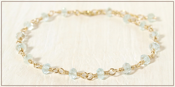 アクアマリンK14GFブレスレット