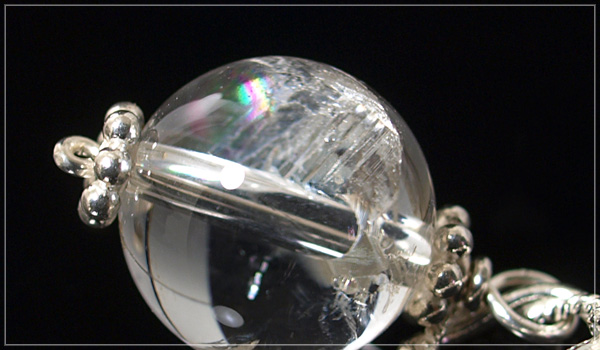 ヒマラヤ産レインボー水晶10ミリ玉silver925ペンダントトップNo.2