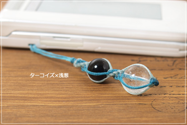 モリオン＋ヒマラヤ産水晶ねじり編みキーストラップ