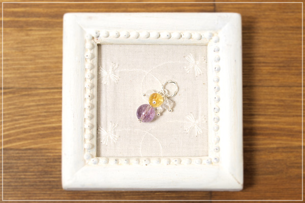 アメジストエレスチャル＋シトリン＋ヒマラヤ産水晶花＊花ペンダントトップ