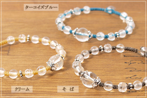 ヒマラヤ産水晶＋ロータス水晶＋ミルキークォーツつゆマクラメブレスレット
