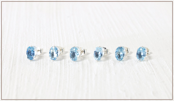 非加熱アクアマリンオーバルsilver925スタッドピアス