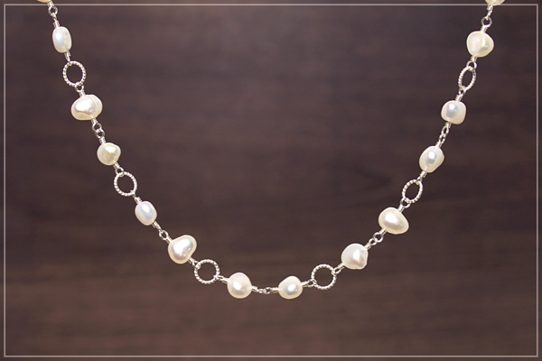 長さ選べる淡水パールバロックsilver925ショート～ロングネックレス