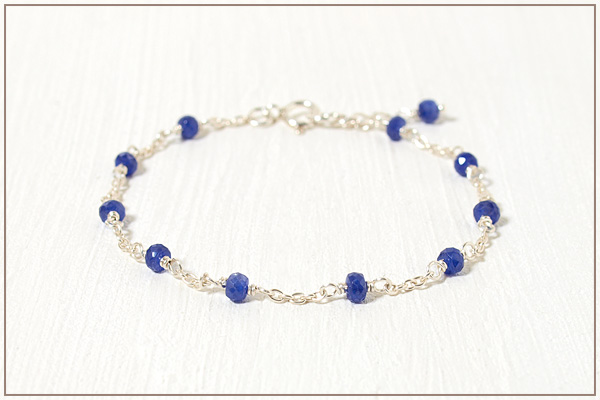 サファイアsilver925チェーンブレスレット