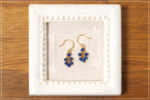 ラピスラズリK14GFプチシャンデリアピアス・イヤリング
