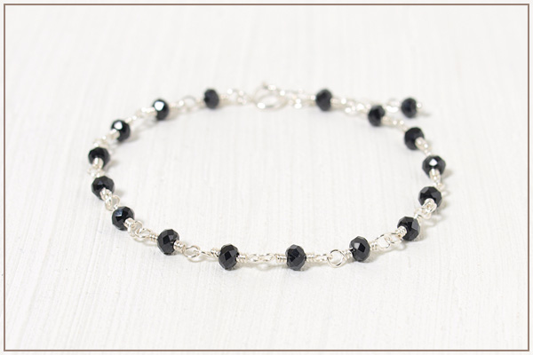 ブラックスピネルsilver925ブレスレット