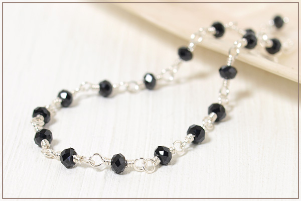 ブラックスピネルsilver925ブレスレット