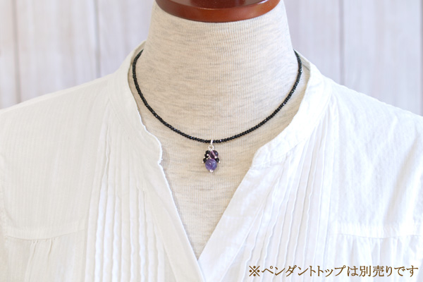 ブラックスピネルほっそり一連silver925ネックレス