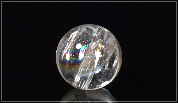 レインボー水晶８ミリ玉ナチュラルマクラメリング