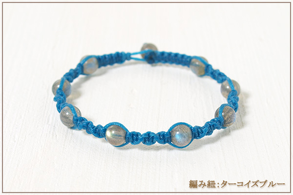 ラブラドライト6ミリ玉ナチュラルマクラメブレスレット
