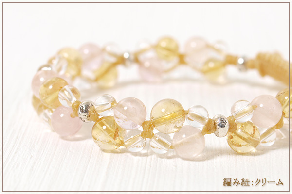 モルガナイト+シトリン+水晶花*花マクラメブレスレット