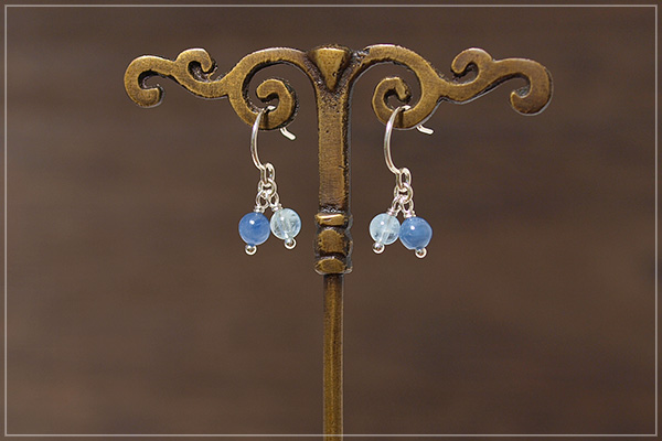 アクアマリン+カイヤナイトsilver925ピアス