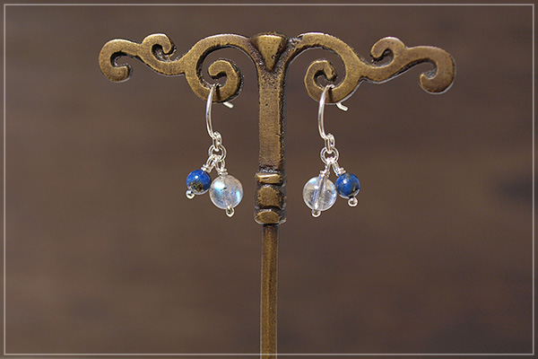 ラブラドライト+ラピスラズリsilver925ピアス