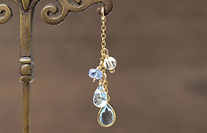スカイブルートパーズ+アクアマリン+タンザナイト+水晶K14GFペンダントトップ