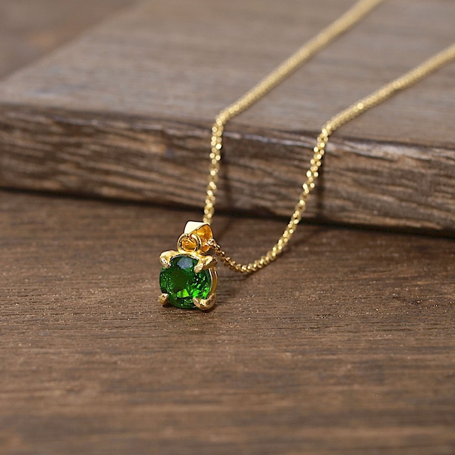 【限定】クロムダイオプサイトK14GP爪留めネックレス