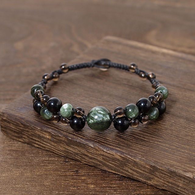 【限定】セラフィナイト＋モリオン＋スモーキークォーツマクラメブレスレット