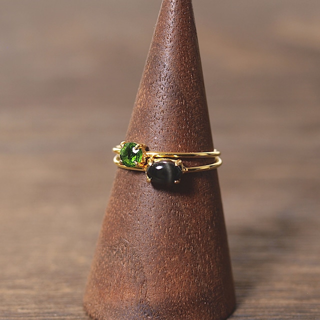 【限定】重ね着けできるリングセット（ブラックスターダイオプサイト＋クロムダイオプサイト）