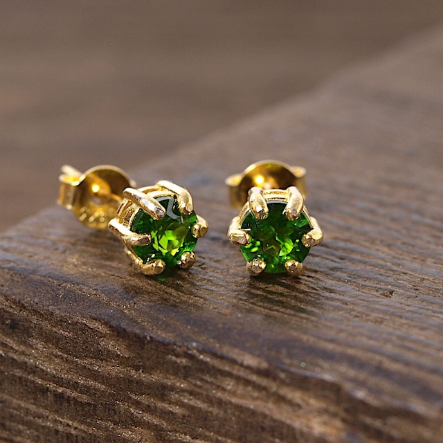 【限定】クロムダイオプサイトK14GP爪留めスタッドピアス