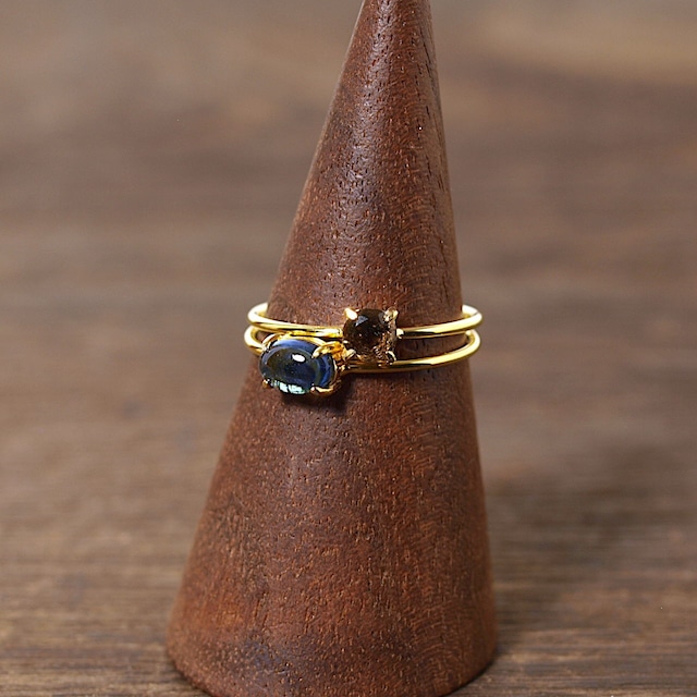 【限定】重ね着けできるリングセット（ロンドンブルートパーズ＋スモーキークォーツ）