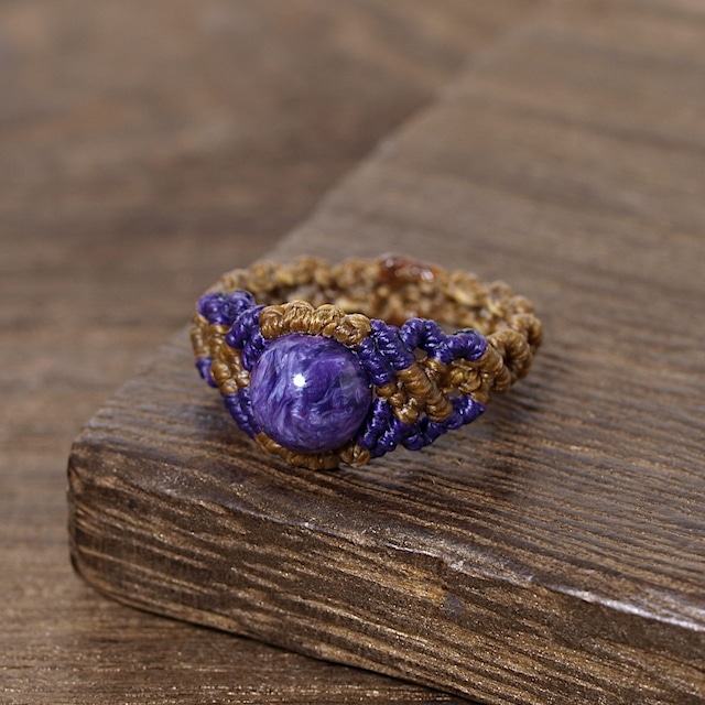 【限定】チャロアイト８mm玉ひと粒マクラメリング