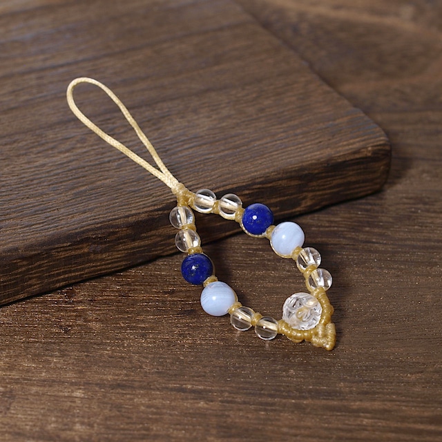 【限定】ロータス水晶＋ラピスラズリ＋＋ブルーレース＋水晶マクラメストラップ