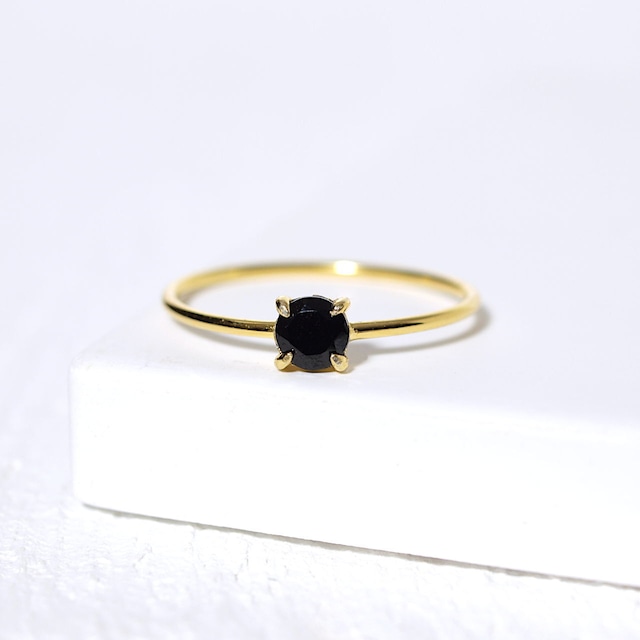 【限定】重ねて楽しむ天然石リング（ブラックスピネル）