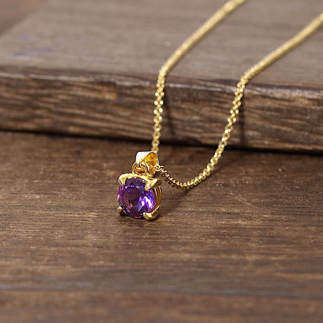 【限定】アメジスト爪留めネックレス（K18GP）