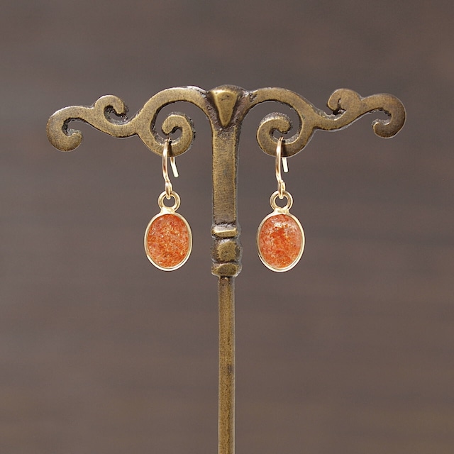 【限定】サンストーンK18GP枠留めピアス・イヤリング