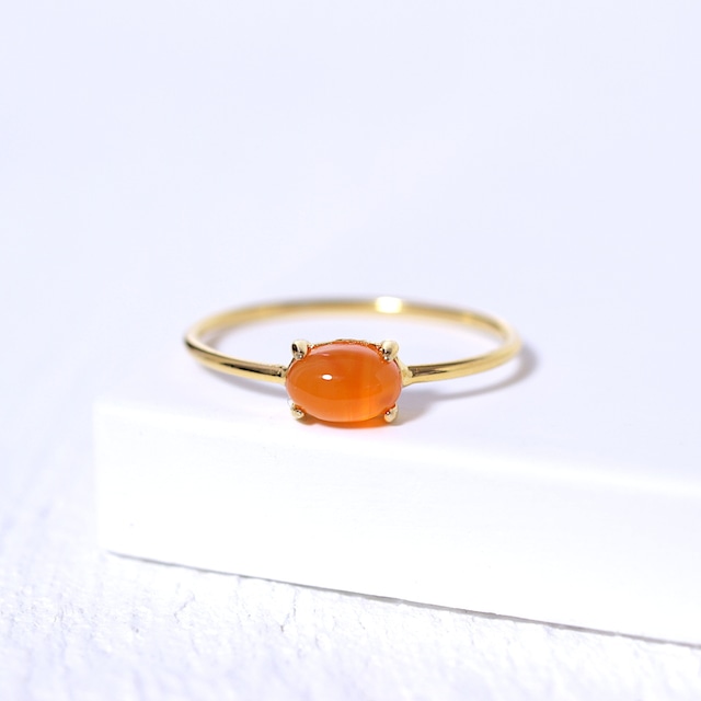 【限定】重ねて楽しむ天然石リング（カーネリアンオーバル）