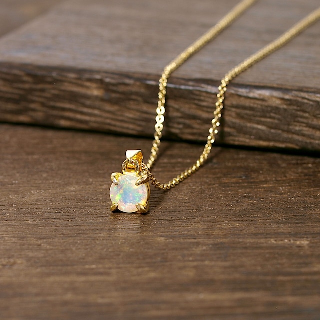 【限定】エチオピア産オパール爪留めネックレス（K18GP）