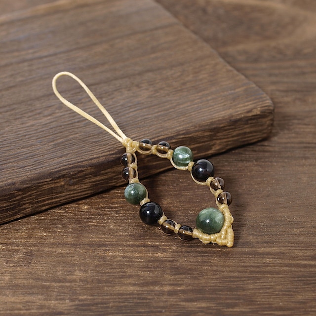 【限定】セラフィナイト＋モリオン＋スモーキークォーツマクラメストラップ