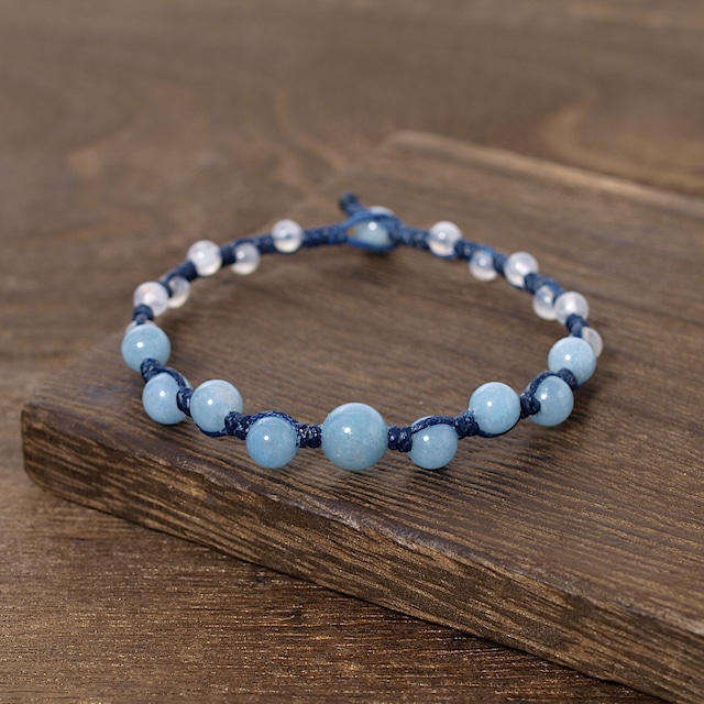 【限定】トロレアイト＋レインボームーンストーンつゆマクラメブレスレット