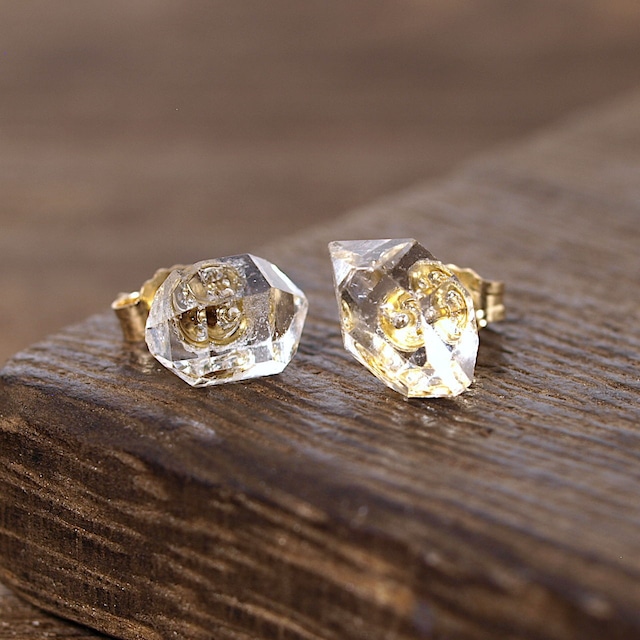 【限定】ハーキマーダイヤモンド原石K14GFスタッドピアス