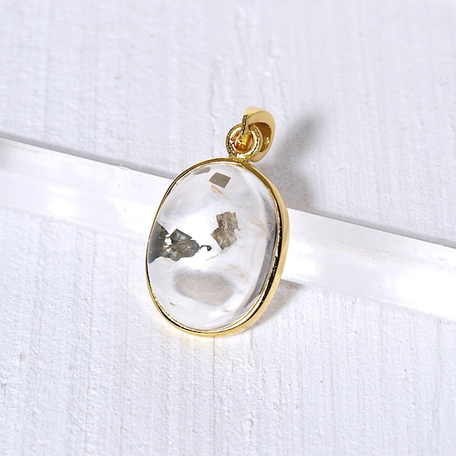 【一点物】パイライトインクォーツK18GPペンダントトップNo.2