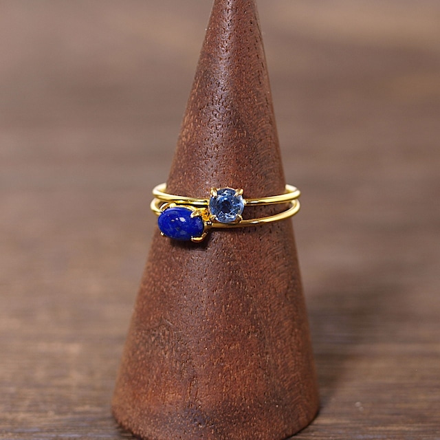 【限定】重ね着けできるリングセット（ラピスラズリ＋カイヤナイト）