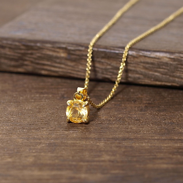 【限定】シトリン爪留めネックレス（K18GP）