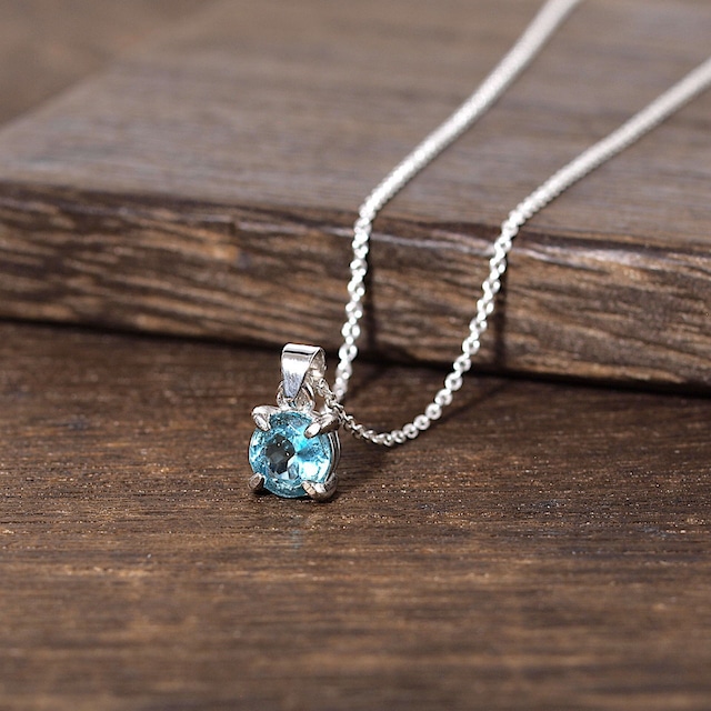 【限定】マダガスカル産ブルーアパタイト爪留めネックレス（silver925）