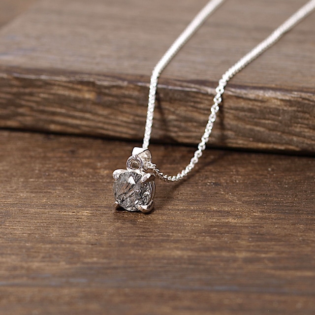 【限定】ブラックトルマリン入り水晶爪留めネックレス（silver925）