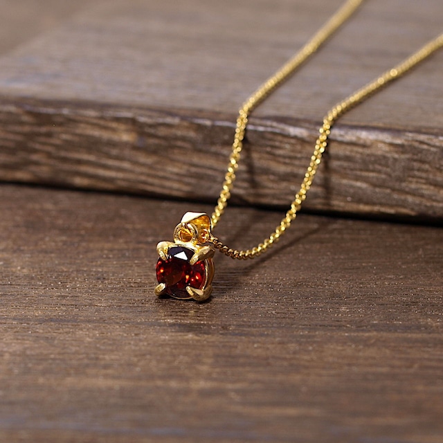 【限定】モザンビークガーネットK14GP爪留めネックレス