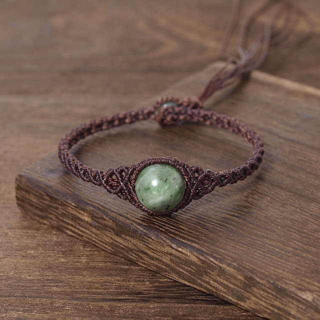 【限定】北海道産翡翠12ミリ玉ひと粒マクラメブレスレット