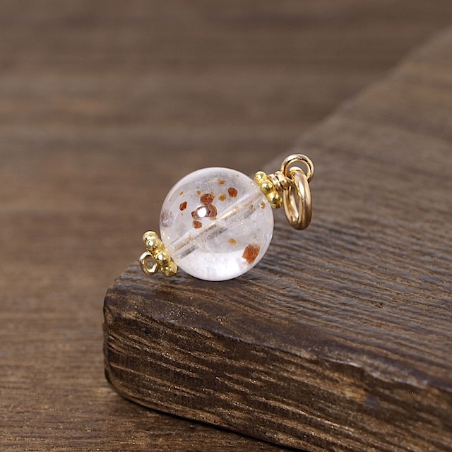 【限定】ガーネットインクォーツ10ミリ玉K14GFペンダントトップ