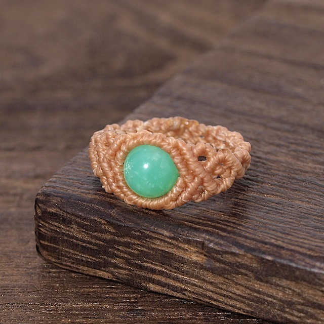 【限定】クリソプレーズ８ミリ玉ひと粒マクラメリング