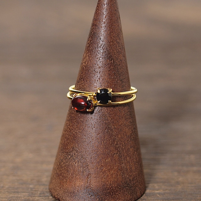 【限定】重ね着けできるリングセット（ガーネット＋ブラックスピネル）