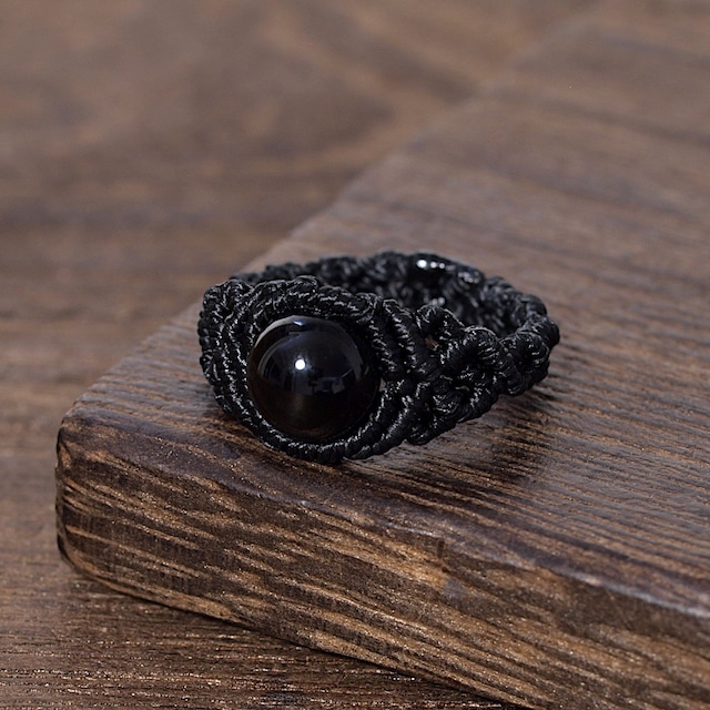 【限定】モリオン８ミリ玉ひと粒マクラメリング