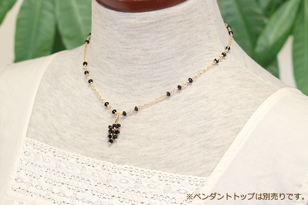 ブラックスピネルK14GFネックレス