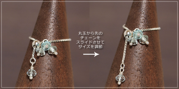 ブルーアパタイト＋アクアマリンチェーンリング