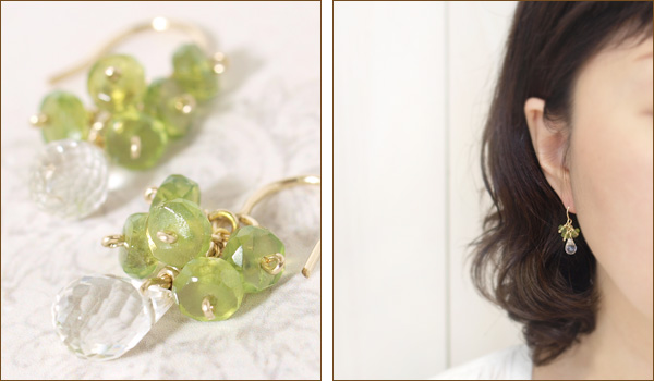 水晶＋アイドクレースK14GFピアス・イヤリング