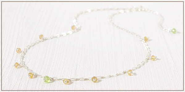 シトリン＋ペリドットsilver925チェーンネックレス