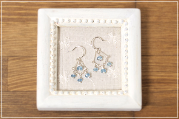 極上アクアマリンsilver925シャンデリアピアス・イヤリング