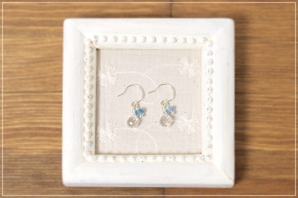 水晶＋極上アクアマリンsilver925ピアス・イヤリング